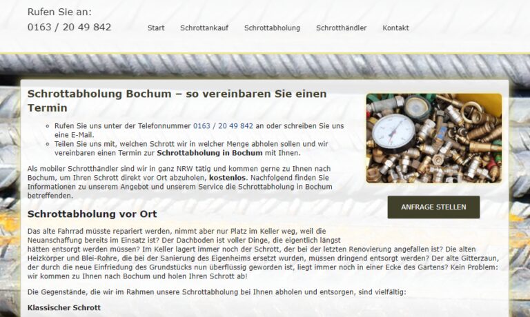 Schrottabholung Bochum: Verdienen Sie bares Geld mit Ihrem Schrott