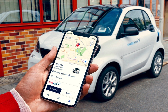 FREE NOW integriert Carsharing-Fahrzeuge von SHARE NOW europaweit in seine App