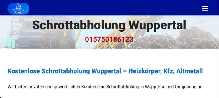 Kostenlose Schrottabholung in Wuppertal auch bei kleinen Mengen Schrott