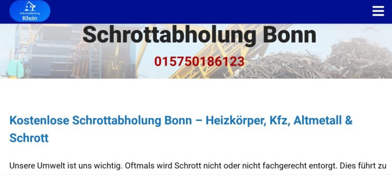 Kostenlose Schrottabholung in Bonn auch bei kleinen Mengen Schrott